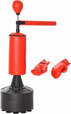 Soozier Boxing Bag, Freestanding Punching Bag with Speed Ball, Rotating Boxing Bar and Gloves, Weighted Base, for Adult and Kids