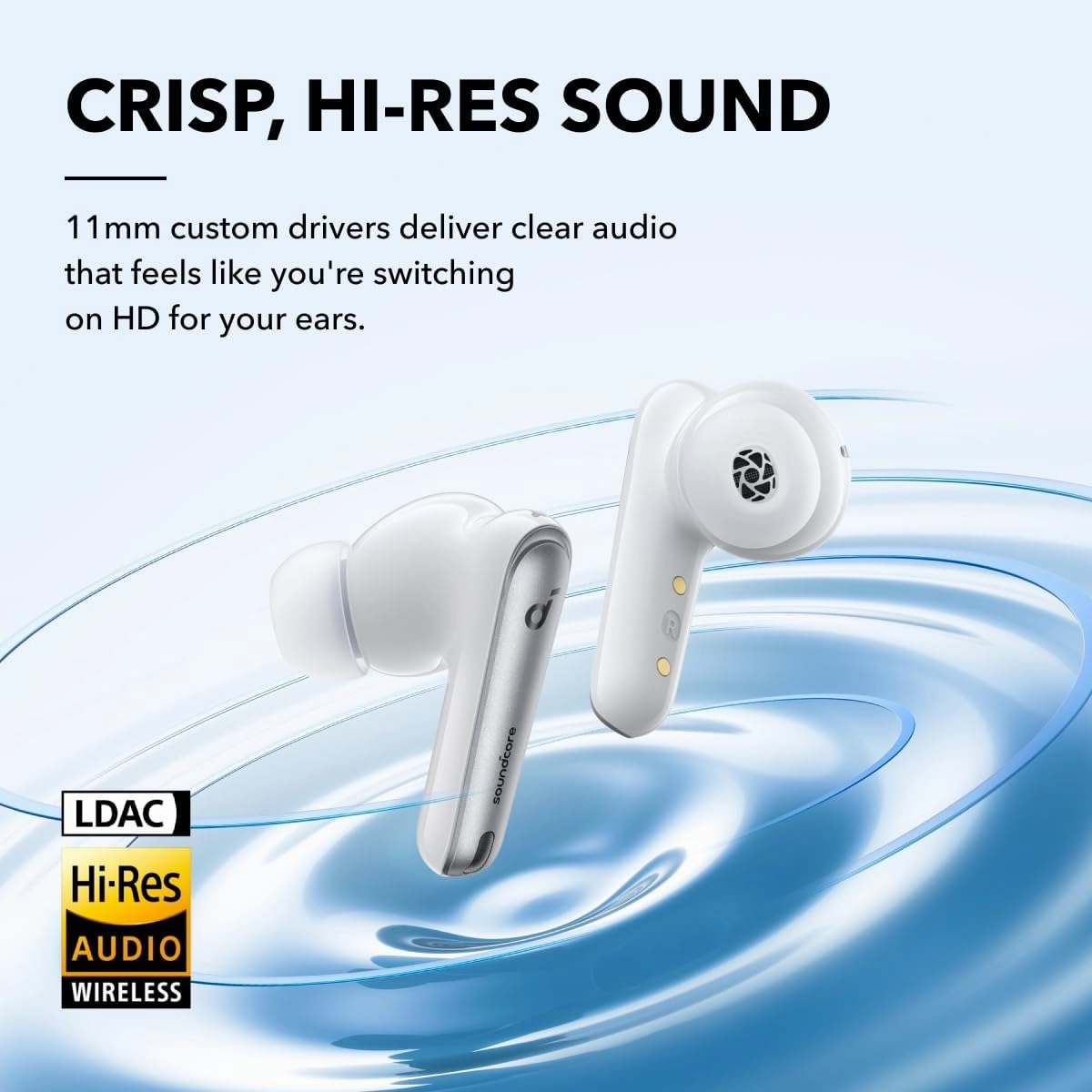 Soundcore by Anker Liberty 4 NC Noise Cancelling Earbuds, 98.5% Noise Reduction, Adaptive Noise Cancelling to Ears and Environment, Hi-Res Sound, 50H Battery, Wireless Charging, Bluetooth 5.3