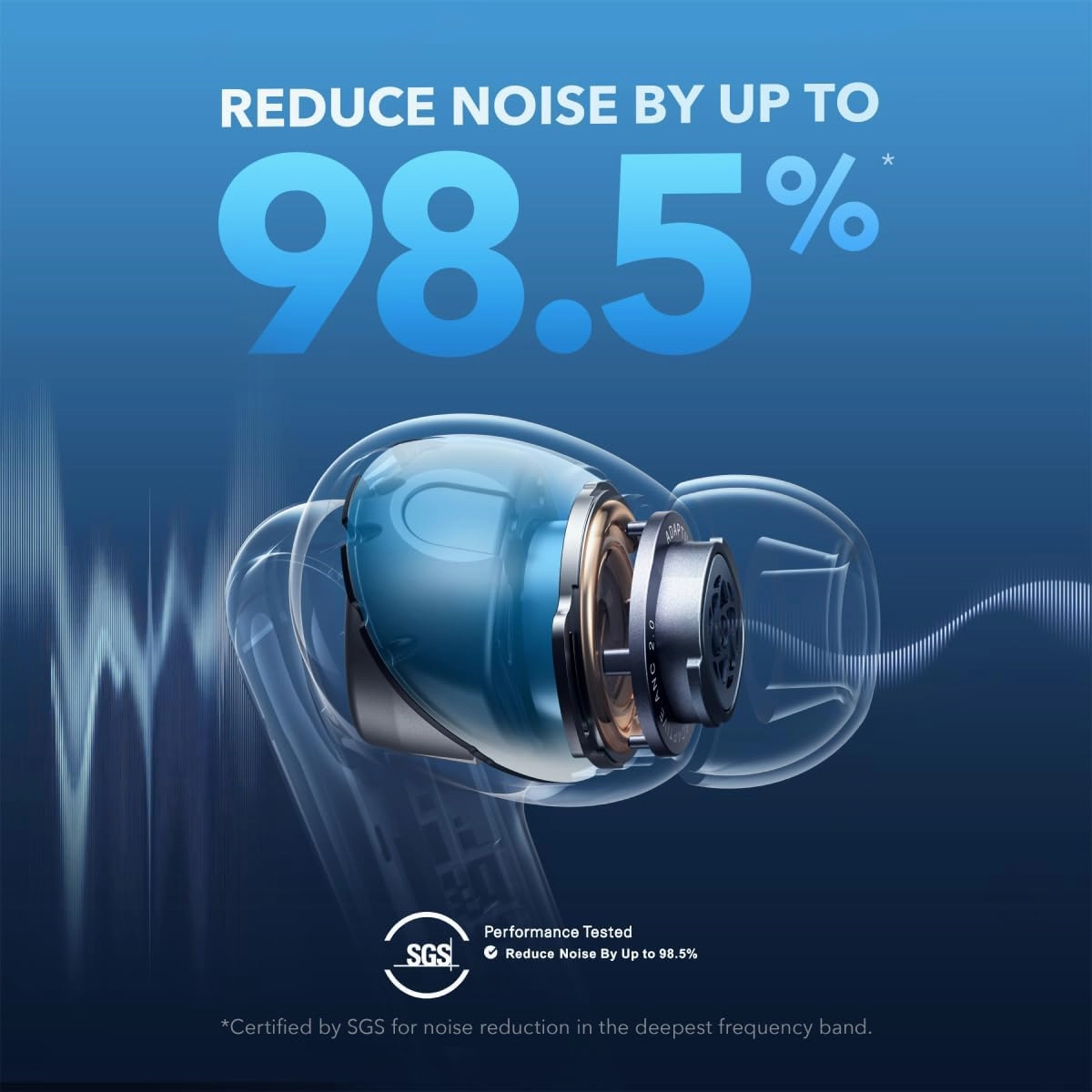 Soundcore by Anker Liberty 4 NC Wireless Noise Cancelling Earbuds, 98.5% Noise Reduction, Adaptive Noise Cancelling to Ears and Environment, Hi-Res Sound, 50H Battery, Wireless Charging (Renewed)