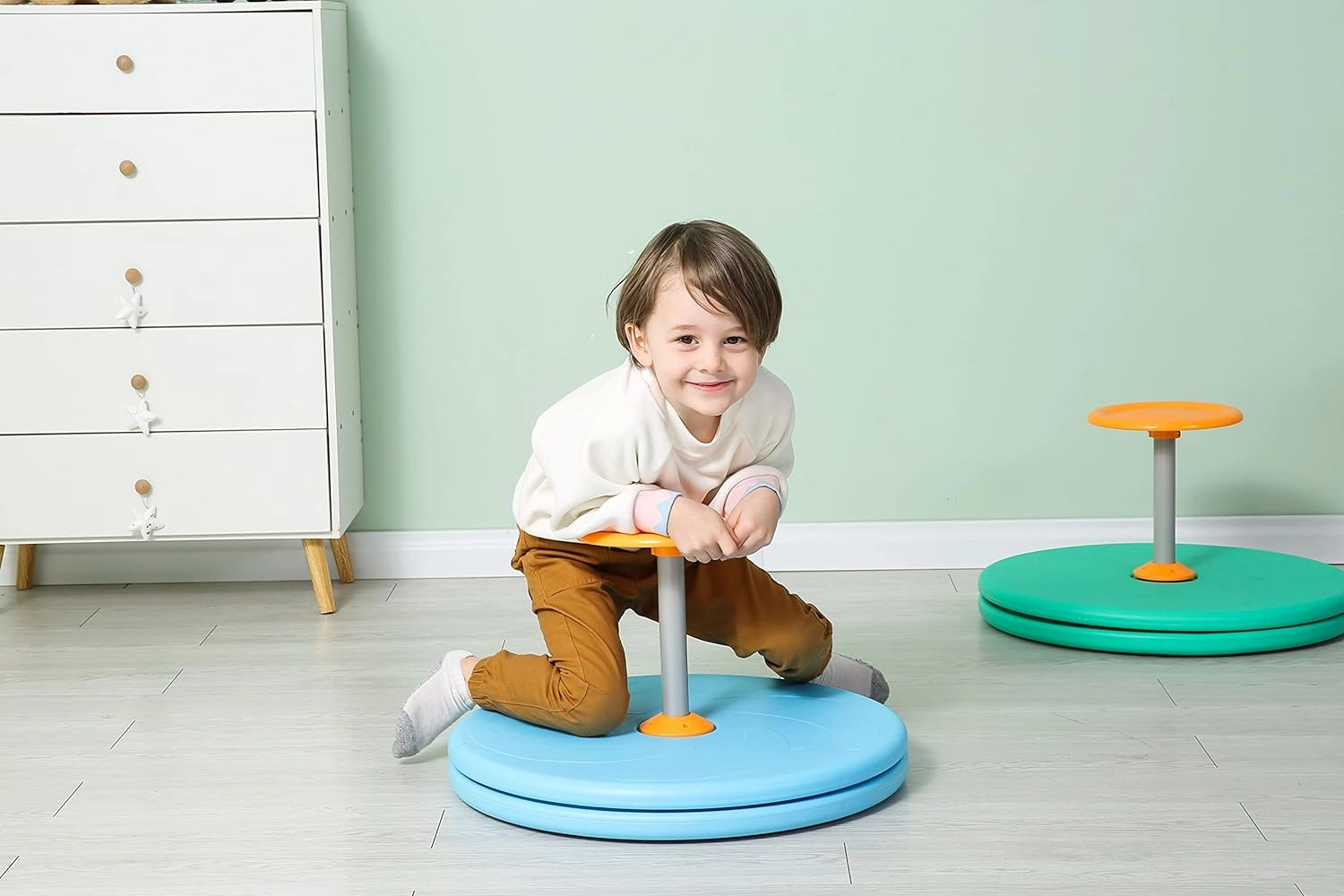 Spinner-X Seated Spinner Sensory Toy, Sit Spinner Sit and Spin Bigger Size and Durable Material for Kids- Ages 3 and up (Blue) by BARNEY KAITE BS…