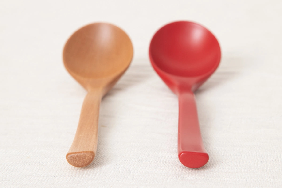 Spoon “Wavy handle” [ Natural, Red ] / Japanese Cherry Birch / Ōita-JPN 211141