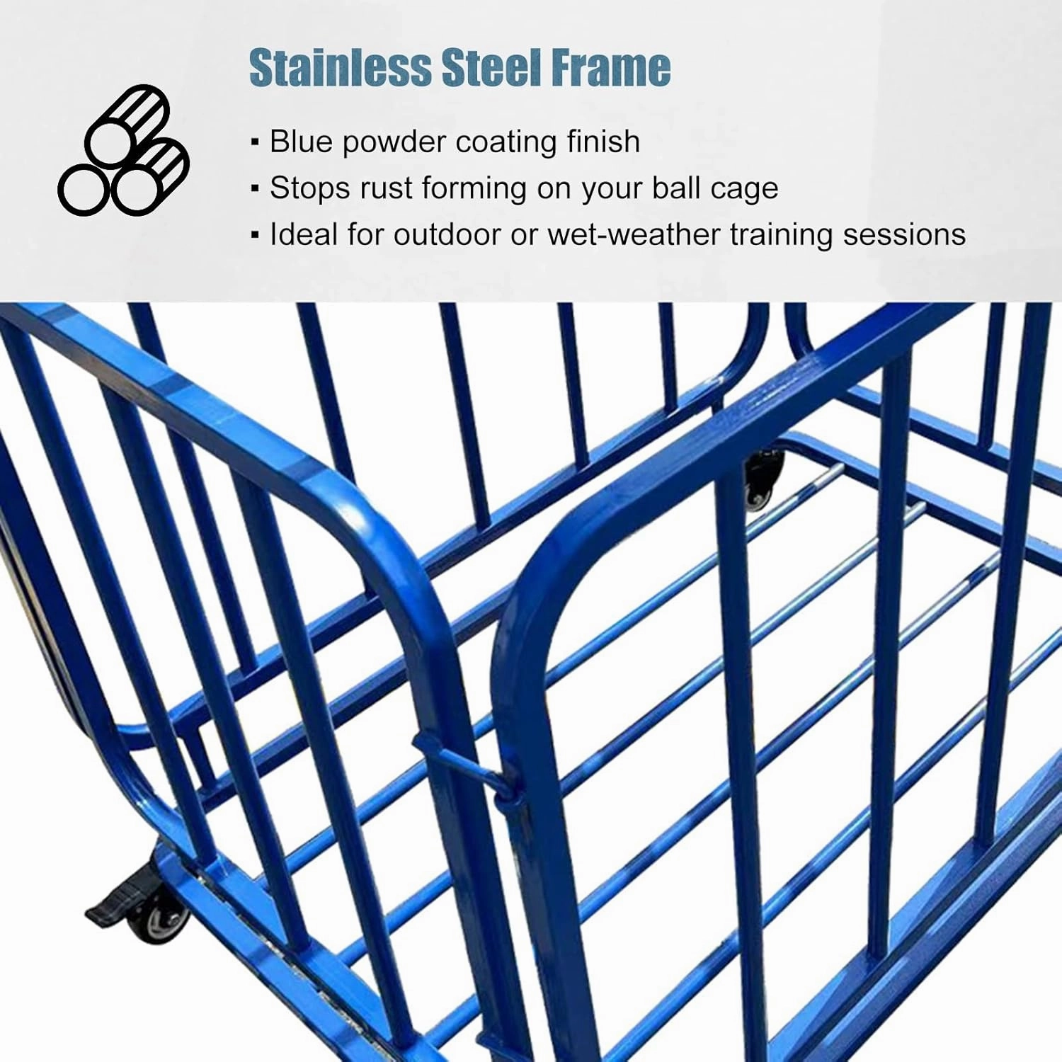 Sports Ball Storage Stand Basketball Cage Storage, Heavy Duty Sports Equipment Organization Cart with Wheels/Lockable Hinge Cover, Indoor Outdoor