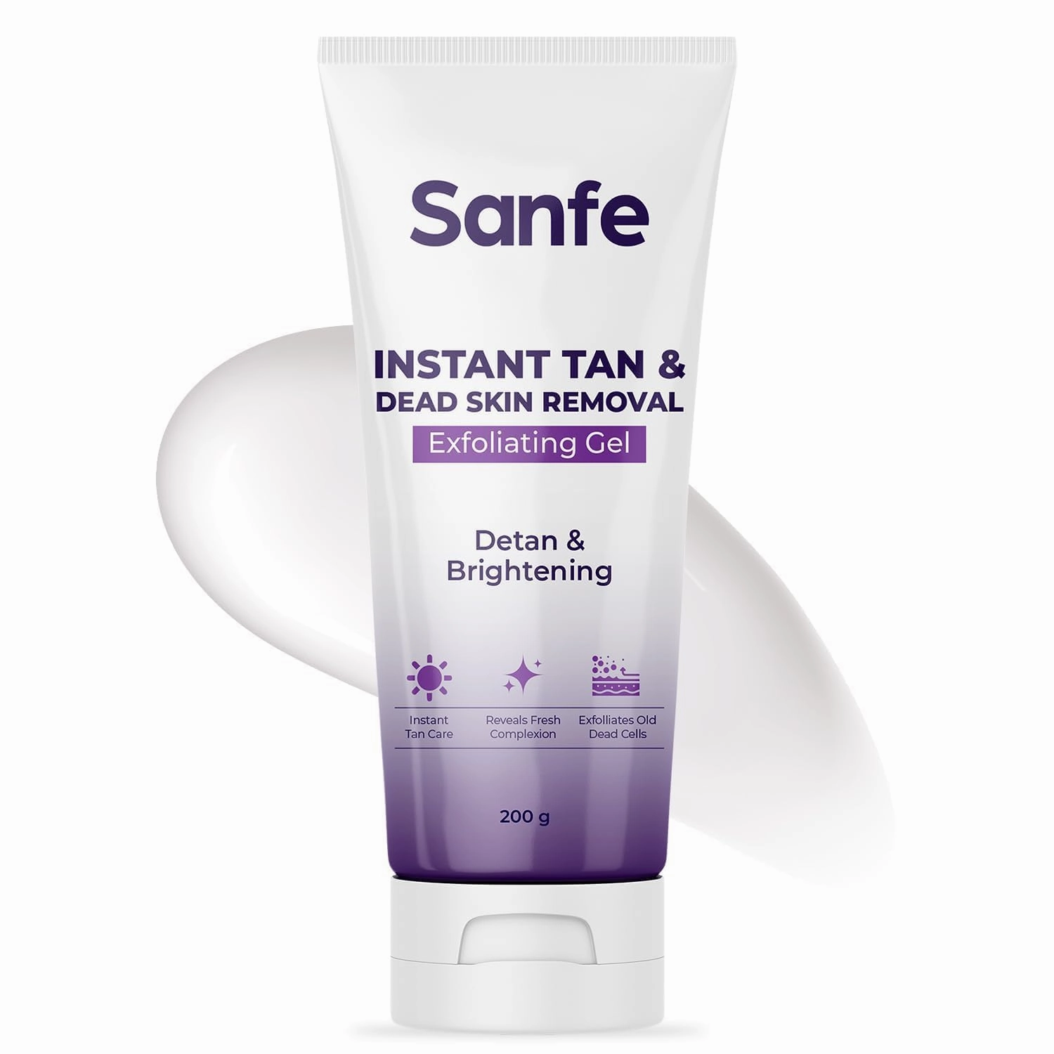 Ssannffe Instant Tan & Dead Skin Removal Exfoliating Gel | Visibly Removes Tan | AHA Exfoliation in Minutes | Smooth & Bright Skin | 200g