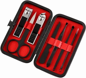 Stainless Steel Black Nail Clipper Set Nail Clippers Business 7 Piece Nail Clippers Manicure Tools (D 13 * 10.8cm)