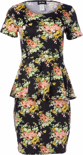 Star Vixen Ss Classic Str Ponte Peplum Dress