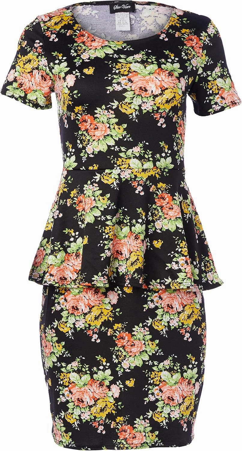 Star Vixen Ss Classic Str Ponte Peplum Dress