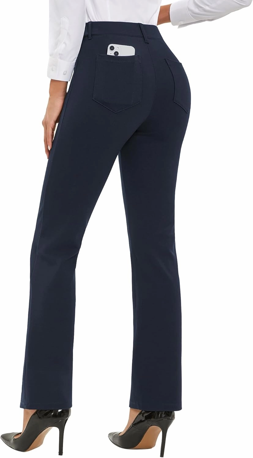 Stelle Women Dress Pants Business Casual Straight Leg 30" Stretch Work Pants Pull On Regular Slacks with 4 Pockets