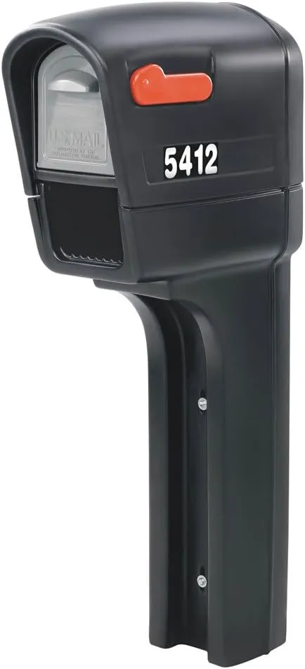 Step2 MailMaster Plus Mailbox & Post, Weather Resistant, Large Outdoor Mailboxes, Made of Durable Plastic, Easy to Install, Flag Included, Black
