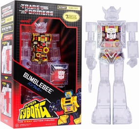Super7 Super Cyborg Transformers Bumblebee (Clear) - 10" Transformers Action Figure Classic Cartoon Collectibles and Retro Toys