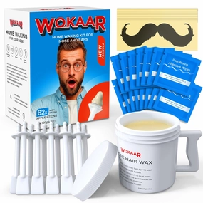 Super Nose Wax Kit Men,120g Wax, 30 Applicators | Ear & Nose Hair Removal Waxing Kit for Women | Includes 15 Balm Wipes & 10 Mustache Guards | Lasts 6 Weeks | Nasal Waxing Kit for Gift