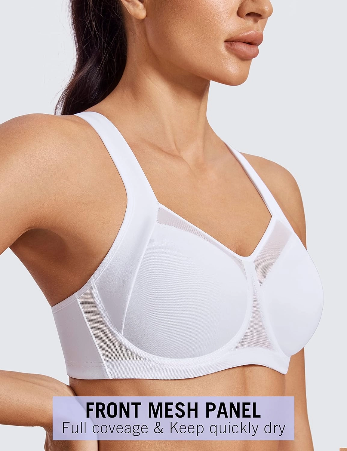 SYROKAN High Impact Sports Bras for Women High Support Unlined Underwire Racerback No Uniboob Workout Bra