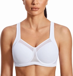 SYROKAN High Impact Sports Bras for Women High Support Unlined Underwire Racerback No Uniboob Workout Bra