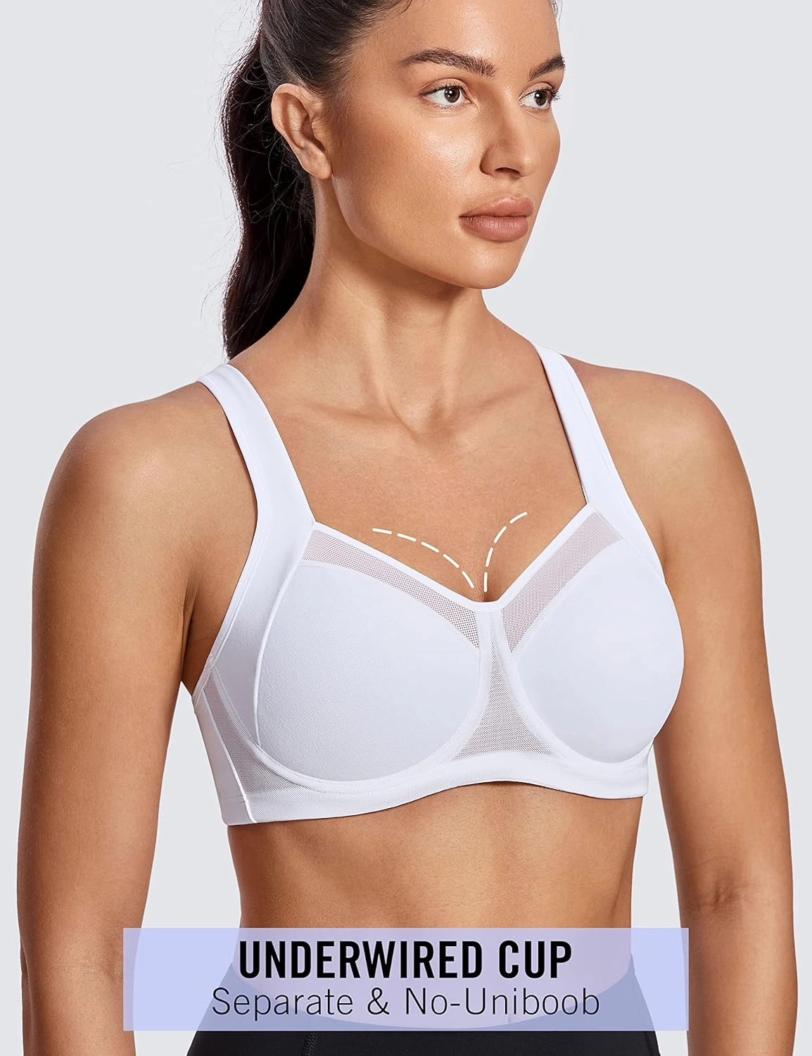 SYROKAN High Impact Sports Bras for Women High Support Unlined Underwire Racerback No Uniboob Workout Bra