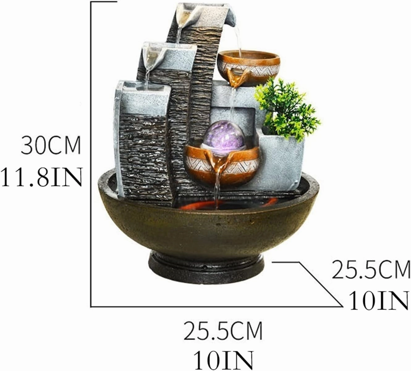 Tabletop Fountain Modern Alpine Water Fountain Turning Ball Living Room Decoration Indoor Humidifier Fish Tank Desktop Decoration Home Decoration Water Fountain (Size : A)