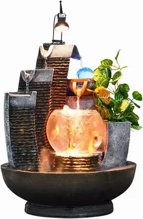 Tabletop Fountain Modern Indoor Alpine Water Fountain Turning Ball Living Room Decoration Indoor Humidifier Fish Tank Desktop Decoration Home Decoration Water Fountain (Size : B)