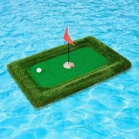 Tangkula Floating Golf Green for Pool, Floating Chipping Green Includes Golf Hitting Mat, 6 Golf Balls, Golf Flag, Golf Cup & Golf Tee, Golf Training Mat, Outdoor Pool Golf Game