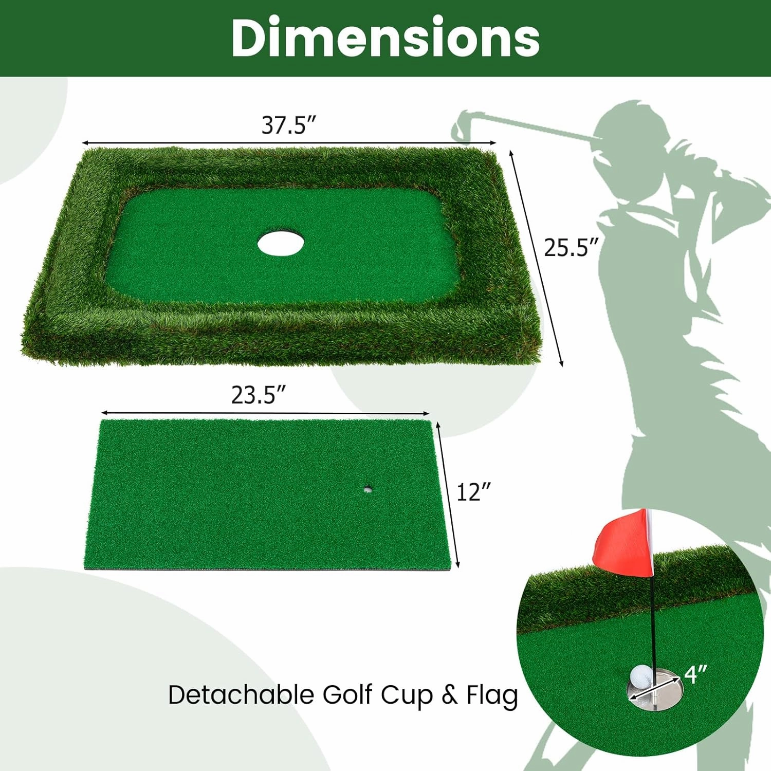 Tangkula Floating Golf Green for Pool, Floating Chipping Green Includes Golf Hitting Mat, 6 Golf Balls, Golf Flag, Golf Cup & Golf Tee, Golf Training Mat, Outdoor Pool Golf Game