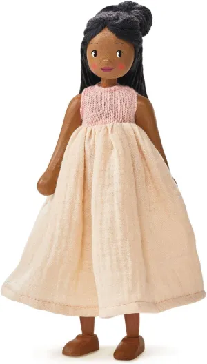 Tender Leaf Toys - Ferne and Lola Wooden Dolls - Large Handcrafted Multicultural Dolls with Rotating Arms and Legs - Develop Creativity and Storytelling Skills - Imaginative Play - Age 3  (Lola)