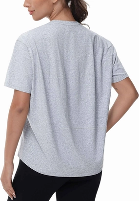 THE GYM PEOPLE Women's Short Sleeve Workout T-Shirts Back Loose Fit Running Yoga Tee Tops