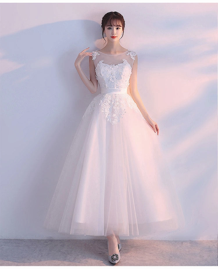 themeisles Charming White Tulle Ball Gown Wedding Dress, White Prom Dress