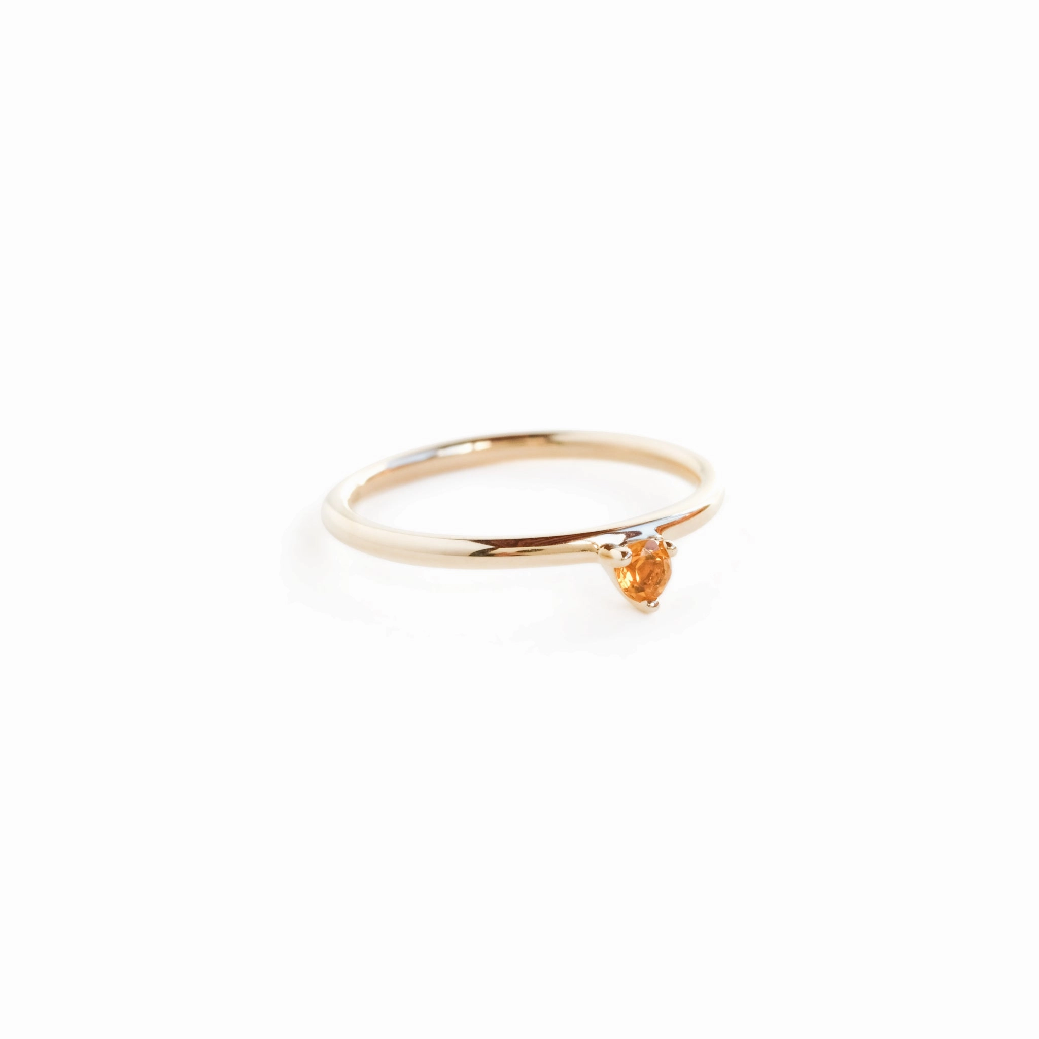 Three Claw Mini Citrine Ring in Yellow Gold