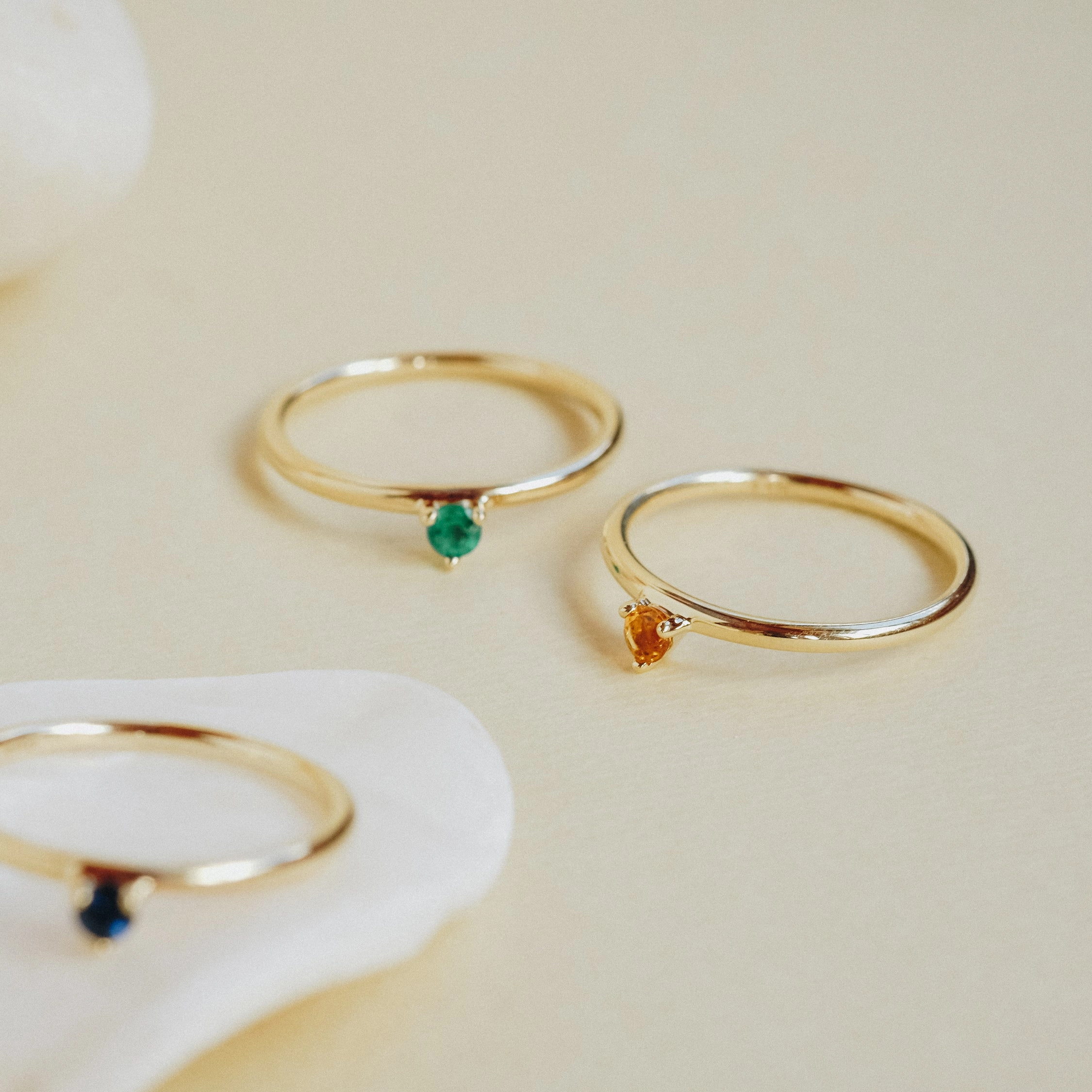 Three Claw Mini Citrine Ring in Yellow Gold