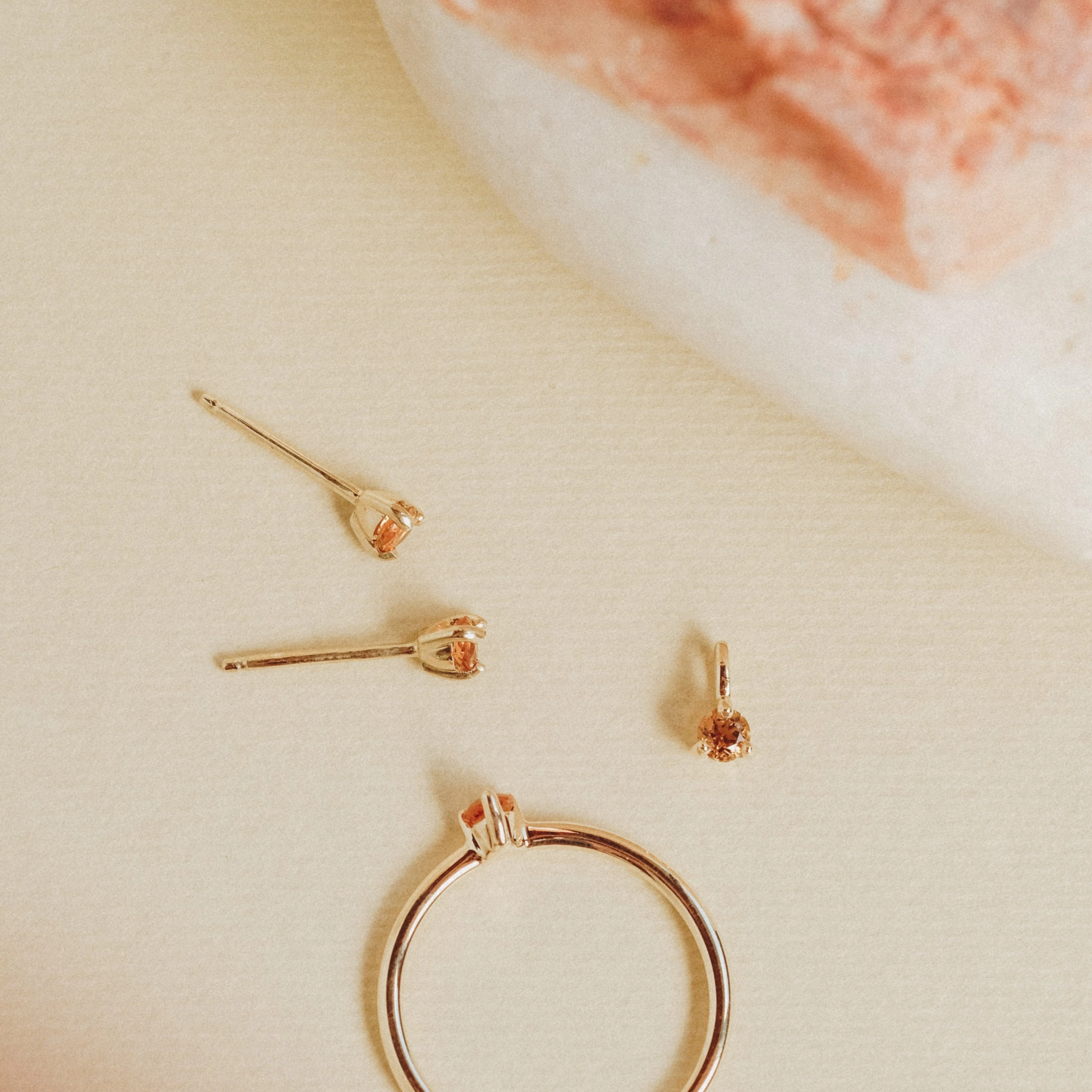 Three Claw Mini Citrine Ring in Yellow Gold