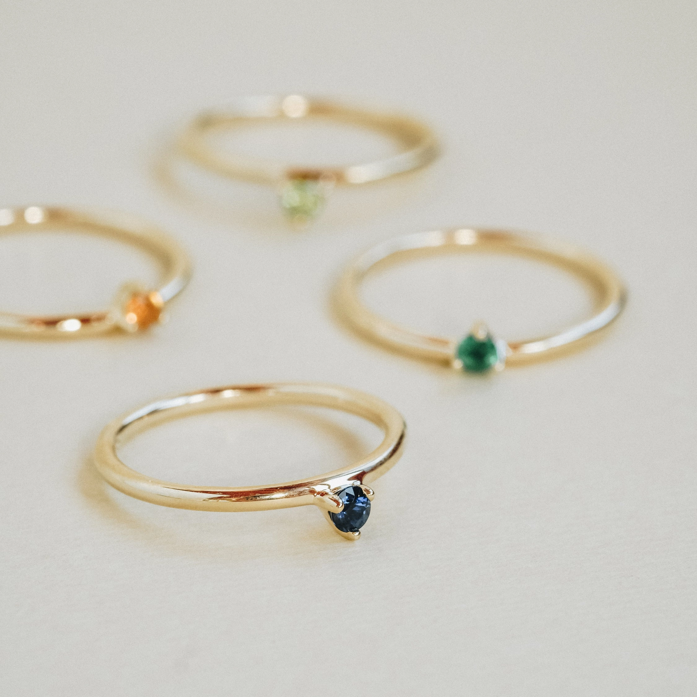 Three Claw Mini Citrine Ring in Yellow Gold