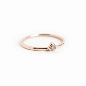 Three Claw Mini Cognac Diamond Ring in Rose Gold