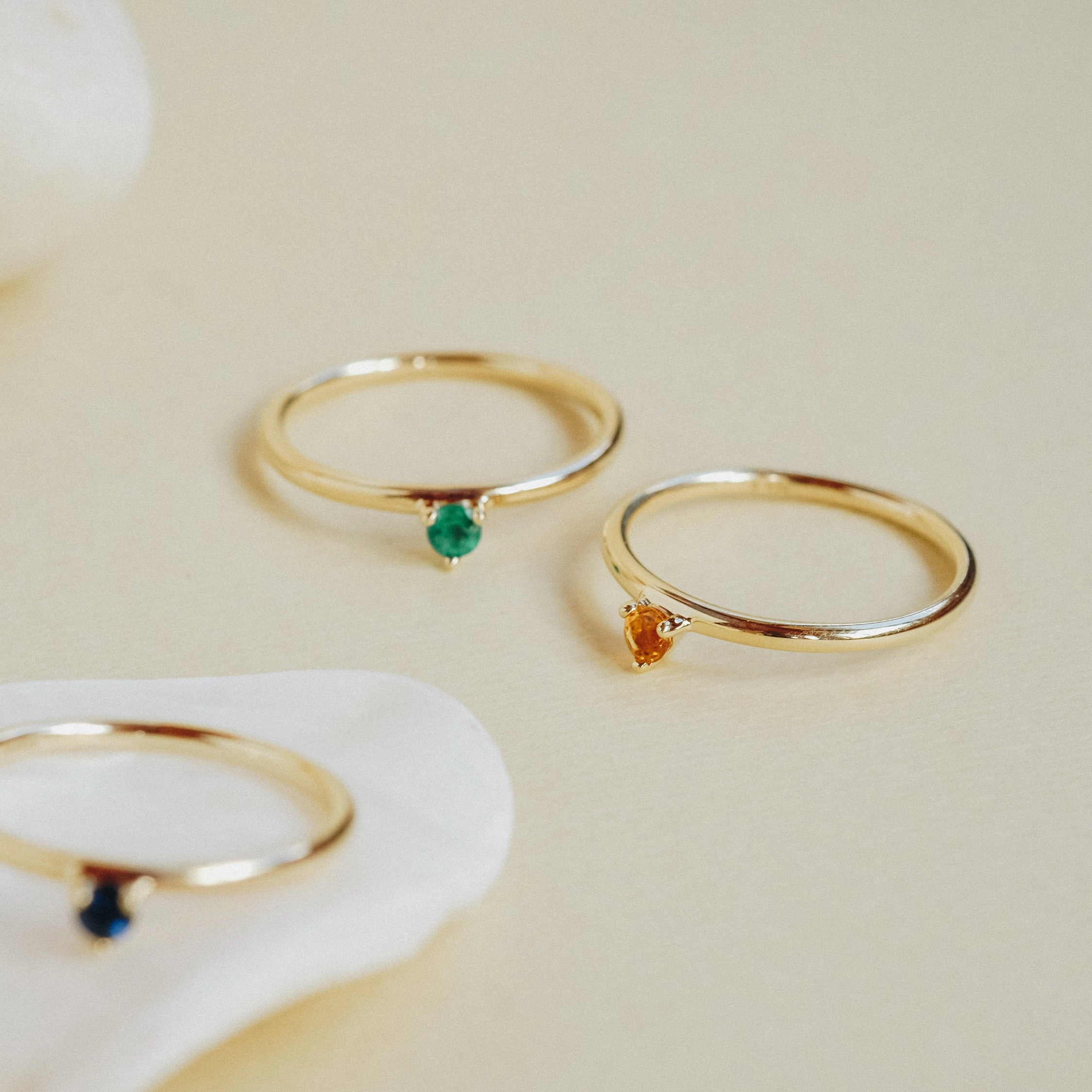 Three Claw Mini Tanzanite Ring in Yellow Gold
