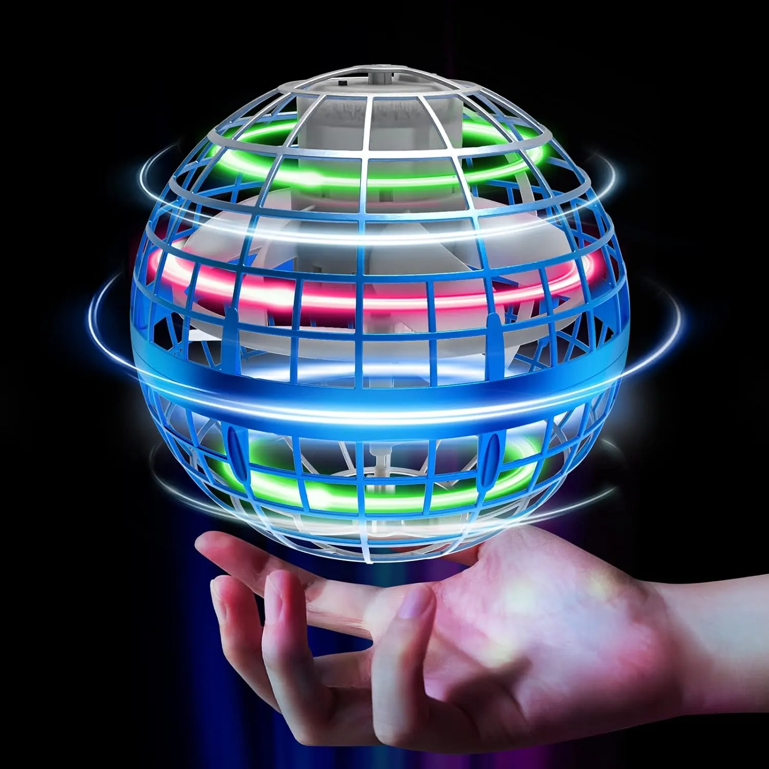 Tikduck Flying Orb Ball 2025 Toys Soaring Hover Pro Boomerang Galactic Fidget Cool Magic Hand Controlled Mini Drone Cosmic Globe Spinner Safe for 6 7 8 9 10  Year Old Kids Outdoor Toys (Blue-Silver)