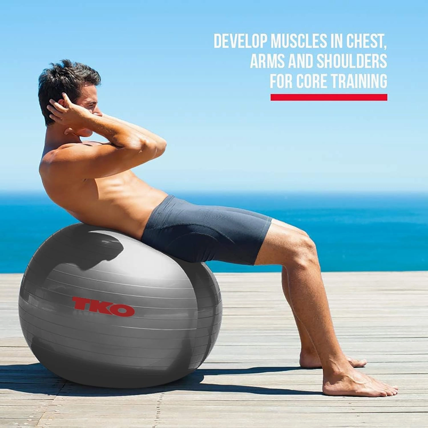 TKO Large Exercise Ball with Exercises & Pump - 65 or 74 cm Exercise Ball for Home Gym & Office Fitness - Professional-Grade Exercise Ball 65 or 75 cm for Stability, Balance & Core Strength