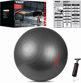 TKO Large Exercise Ball with Exercises & Pump - 65 or 74 cm Exercise Ball for Home Gym & Office Fitness - Professional-Grade Exercise Ball 65 or 75 cm for Stability, Balance & Core Strength