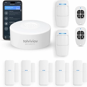 tolviviov Home Security System Wireless, DIY Door Alarm Security System, App Alerts, 10-Piece Kit, No Monthly fee, WiFi Alarm, Door Window Motion Sensor, for Safety, Home Security, Kids Safety