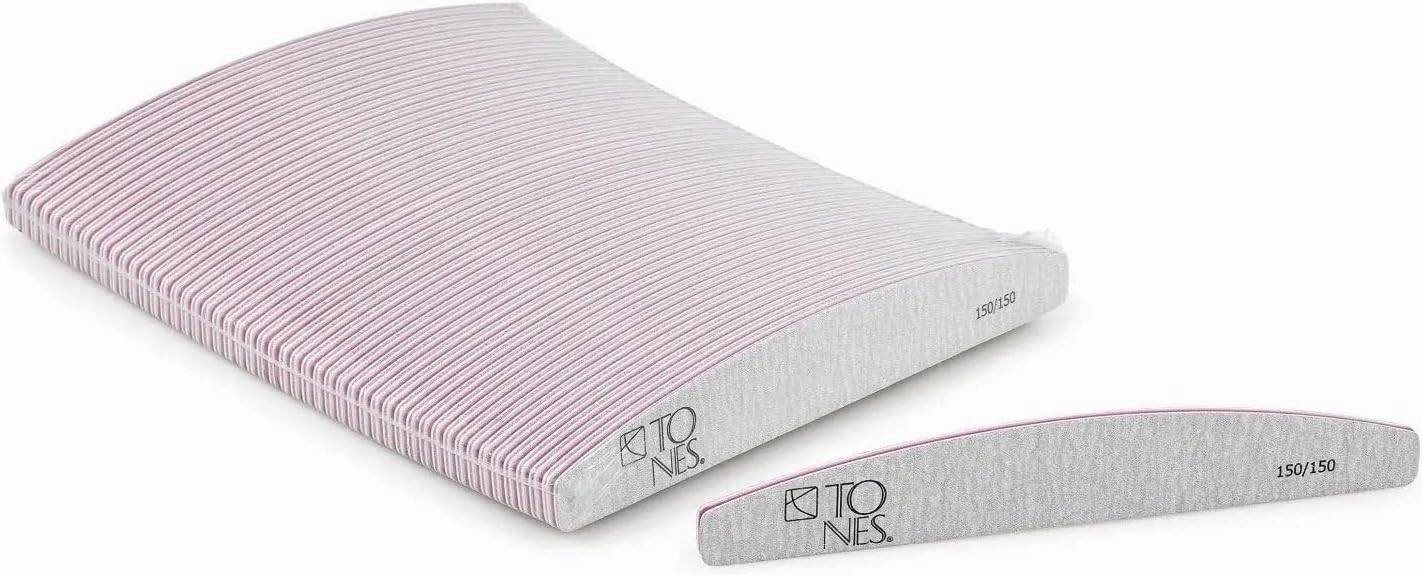 TONES Professional Nail Files 150/150 (25 Pack) - Double Sided Ergonomic Emery Boards for Natural Acryliuc Gel Nails, Perfect for Nail Techs or DIY Nails at Home