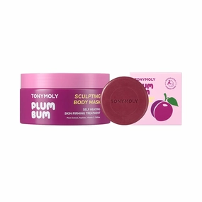 TONYMOLY Plum Bum Body Care Set - AHA Exfoliating Body Bar with Plum & Cica Extract   Self-Heating Body Sculpting Mask for Smooth, Firm Skin