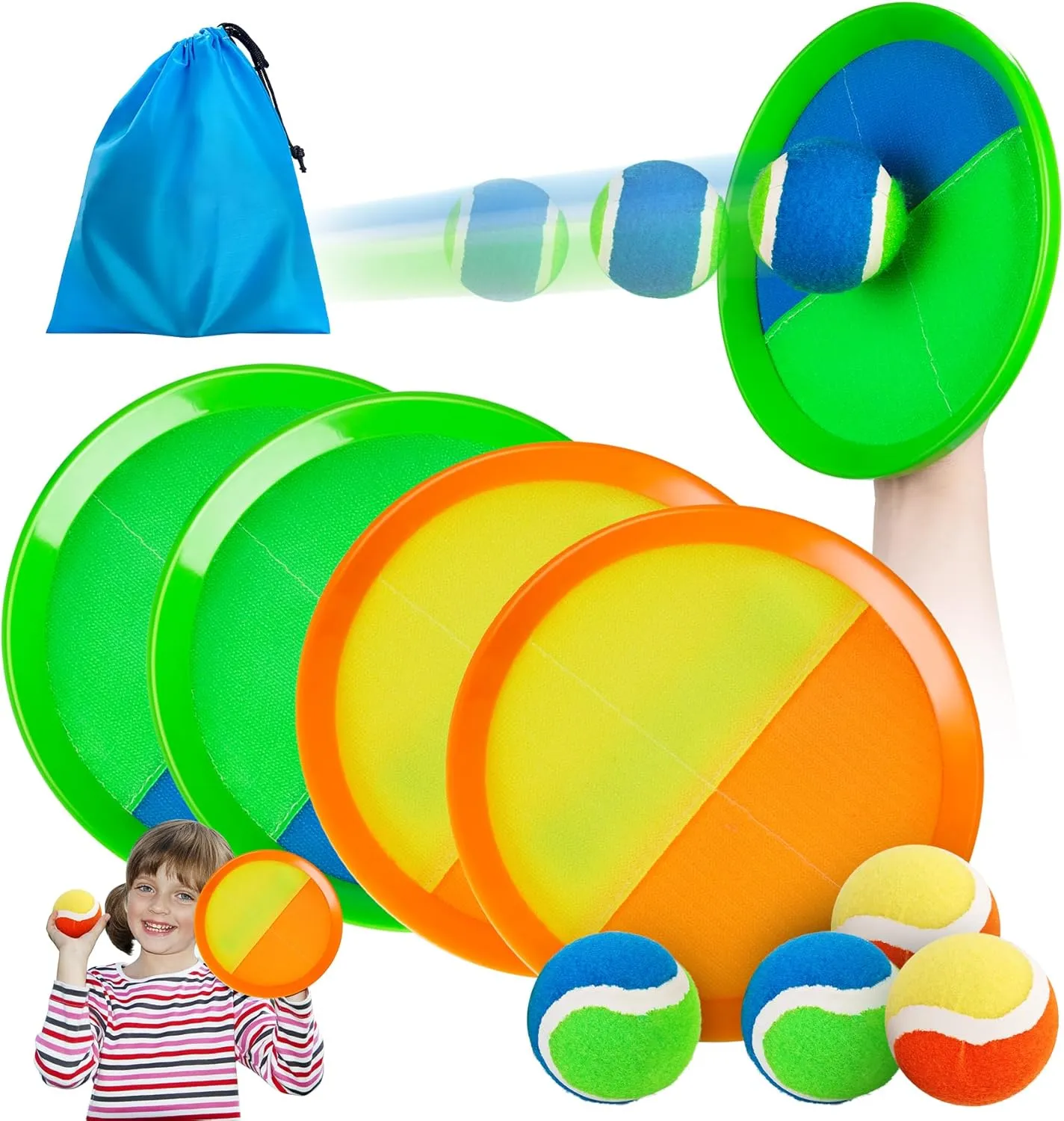 Toss and Catch Ball Game - Ideal Outdoor Beach, Pool & Yard Toy for Toddlers and Kids Ages 4, 5, 6, 7, 8 , Perfect for Boys Girls - Great Birthday Gift & Easter Basket Stuffer