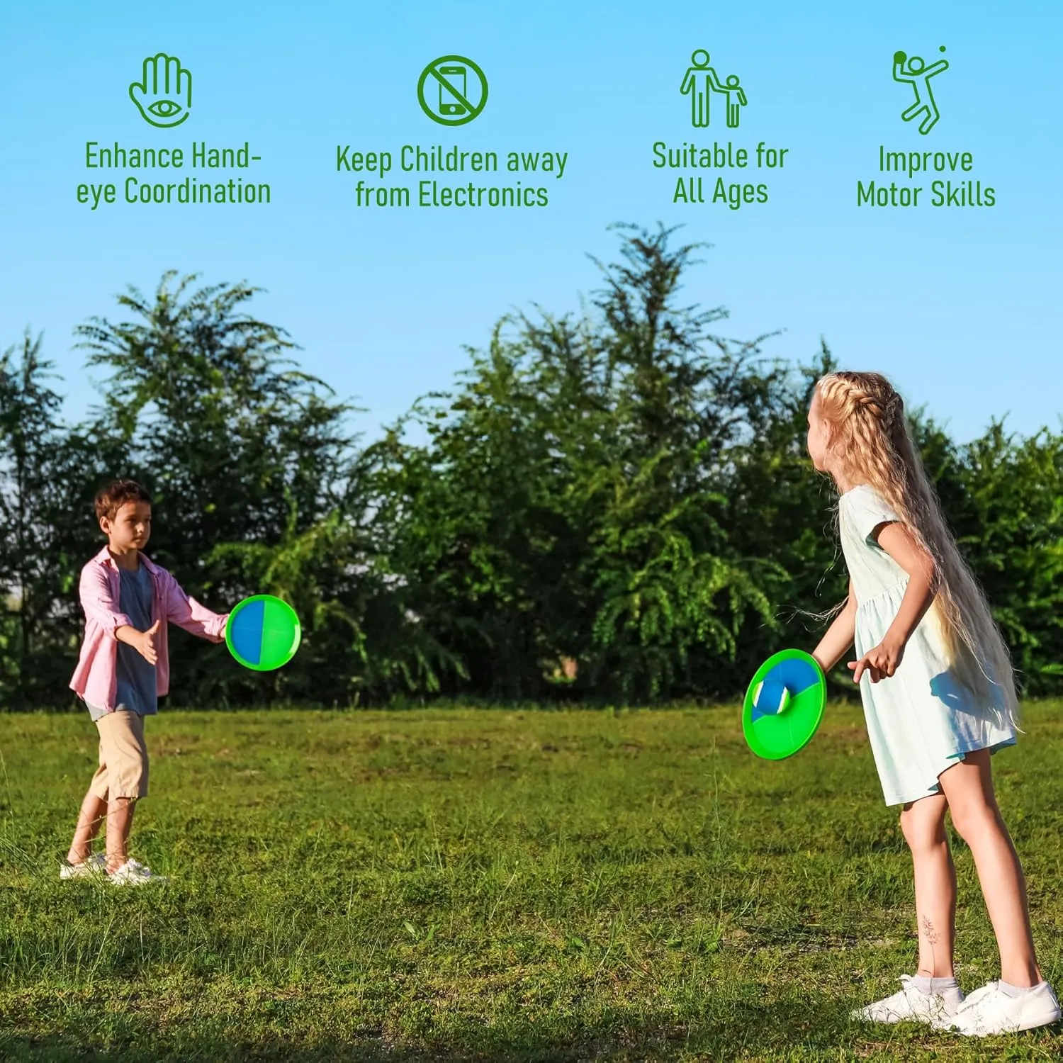 Toss and Catch Ball Game - Ideal Outdoor Beach, Pool & Yard Toy for Toddlers and Kids Ages 4, 5, 6, 7, 8 , Perfect for Boys Girls - Great Birthday Gift & Easter Basket Stuffer