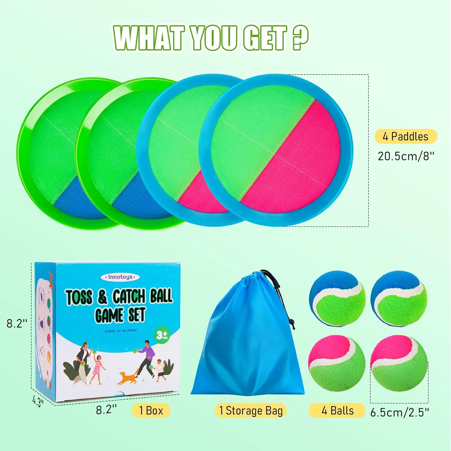 Toss and Catch Ball Game - Ideal Outdoor Beach, Pool & Yard Toy for Toddlers and Kids Ages 4, 5, 6, 7, 8 , Perfect for Boys Girls - Great Birthday Gift & Easter Basket Stuffer