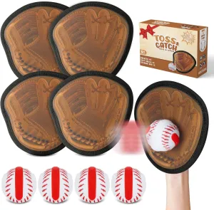 Toss and Catch Ball Game Set for Kids - 4Packs Sticky Baseball Glove GameTraining Glove & Catch Ball Toy Outdoor Beach Pool Sport Toys for Boys Girls Baseball Beginner Birthday Summer