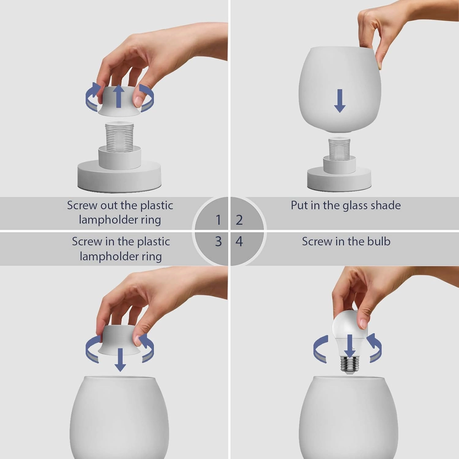 Touch Bedside Table Lamp - Modern Small Lamp for Bedroom Living Room Nightstand, Desk lamp with White Opal Glass Lamp Shade, Warm LED Bulb, 3 Way Dimmable, Simple Design