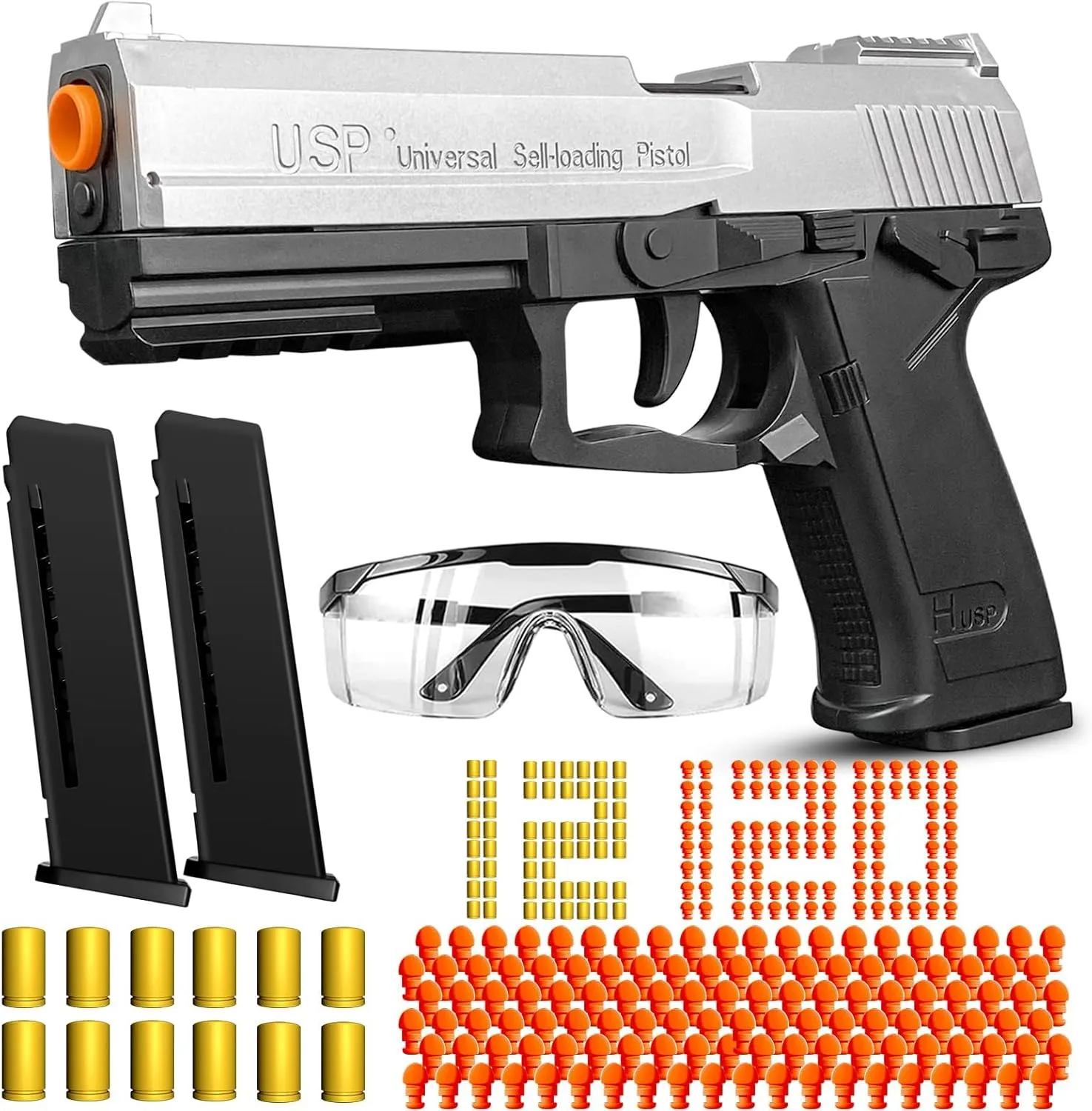 Toy Gun Automatic Reloading Rebound and Shell Ejecting Soft Foam Blaster with 3 Magazine and Goggles, Ideal for Shooting Games, Education Model Toy Pistol - Gift for Kids Boys Girls