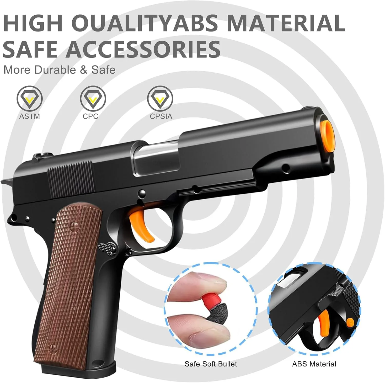 Toy Gun with Soft Bullets, Cool Shell Ejecting Toy Pistols for Boys, Shooting Game Educational Model Toys, Gifts for Kids (Brown)