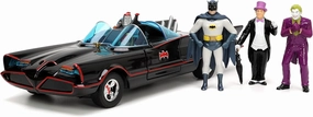toy Cars DC Comics 1:24 Classic TV Series Batman Batmobile Die-Cast Car & 2.75" Batman, Robin, Penguin, & The Joker Figures