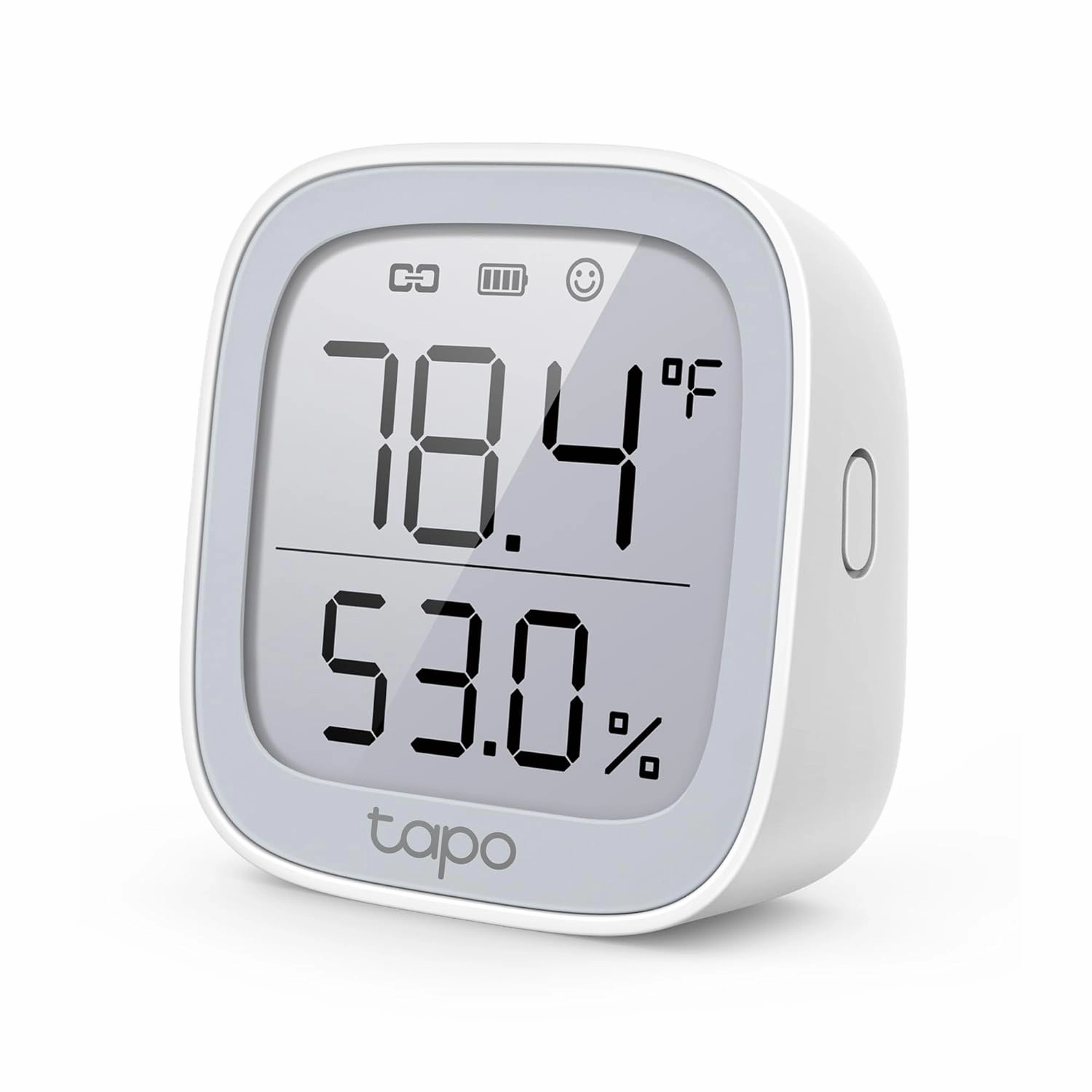 TP-Link Tapo Smart Temperature and Humidity Monitor, 2.7" E-Ink Display, Swiss-Made Sensor, Real-Time Notification, Visual Graphics, Requires Tapo Hub, White, T315
