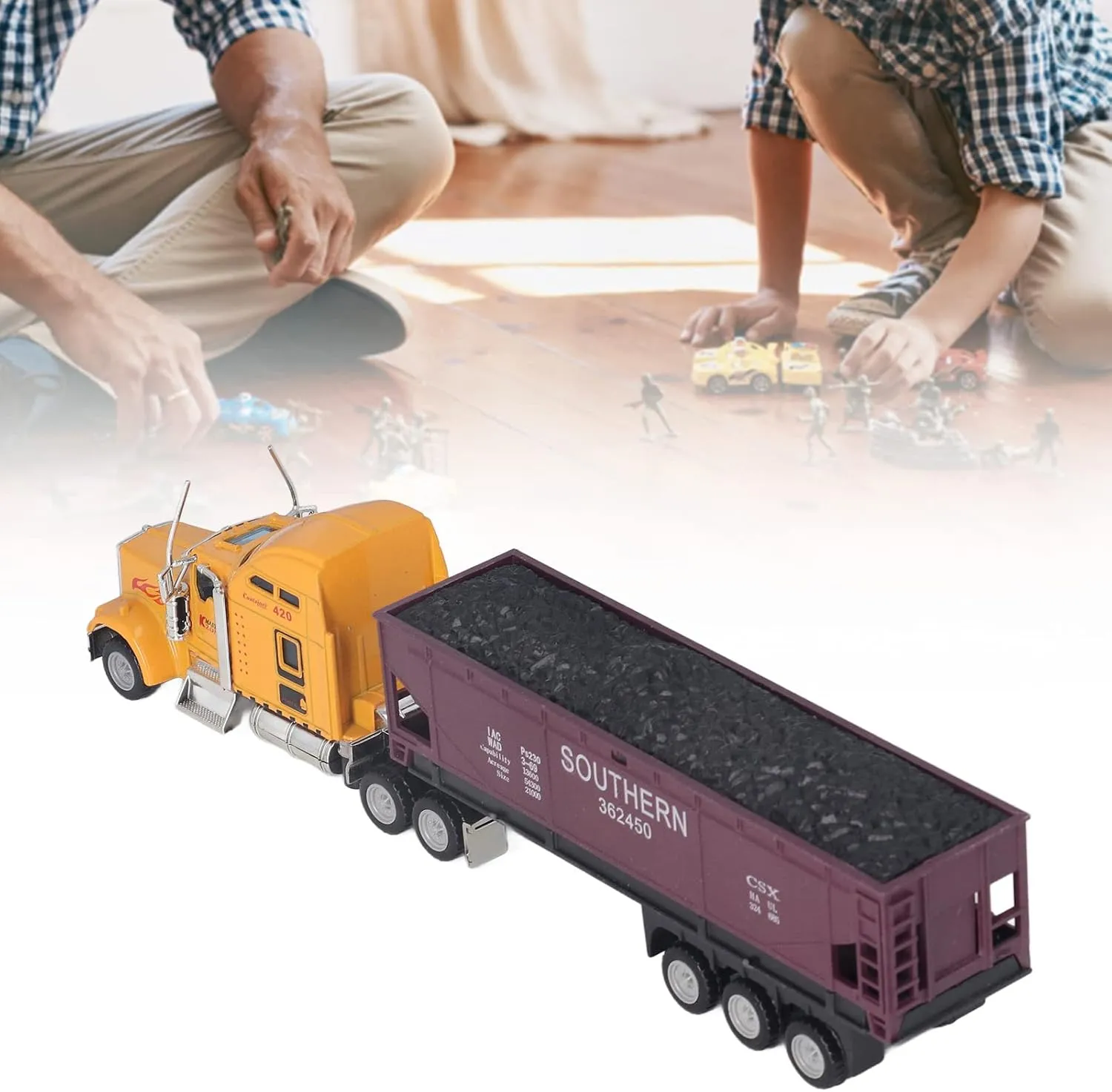 Transport Truck Model, 1:65 Pull Back Trucks Model Toy for Kids Children Christmas Gift (Type 1)