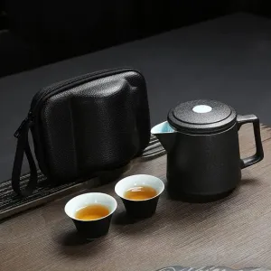 Travel Kung Fu Tea Set Portable Teapot Porcelain Teaset Gaiwan Tea Cups of Tea Ceremony Tea Pot with Travel Bag