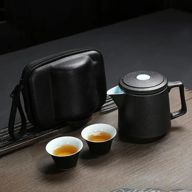 Travel Kung Fu Tea Set Portable Teapot Porcelain Teaset Gaiwan Tea Cups of Tea Ceremony Tea Pot with Travel Bag