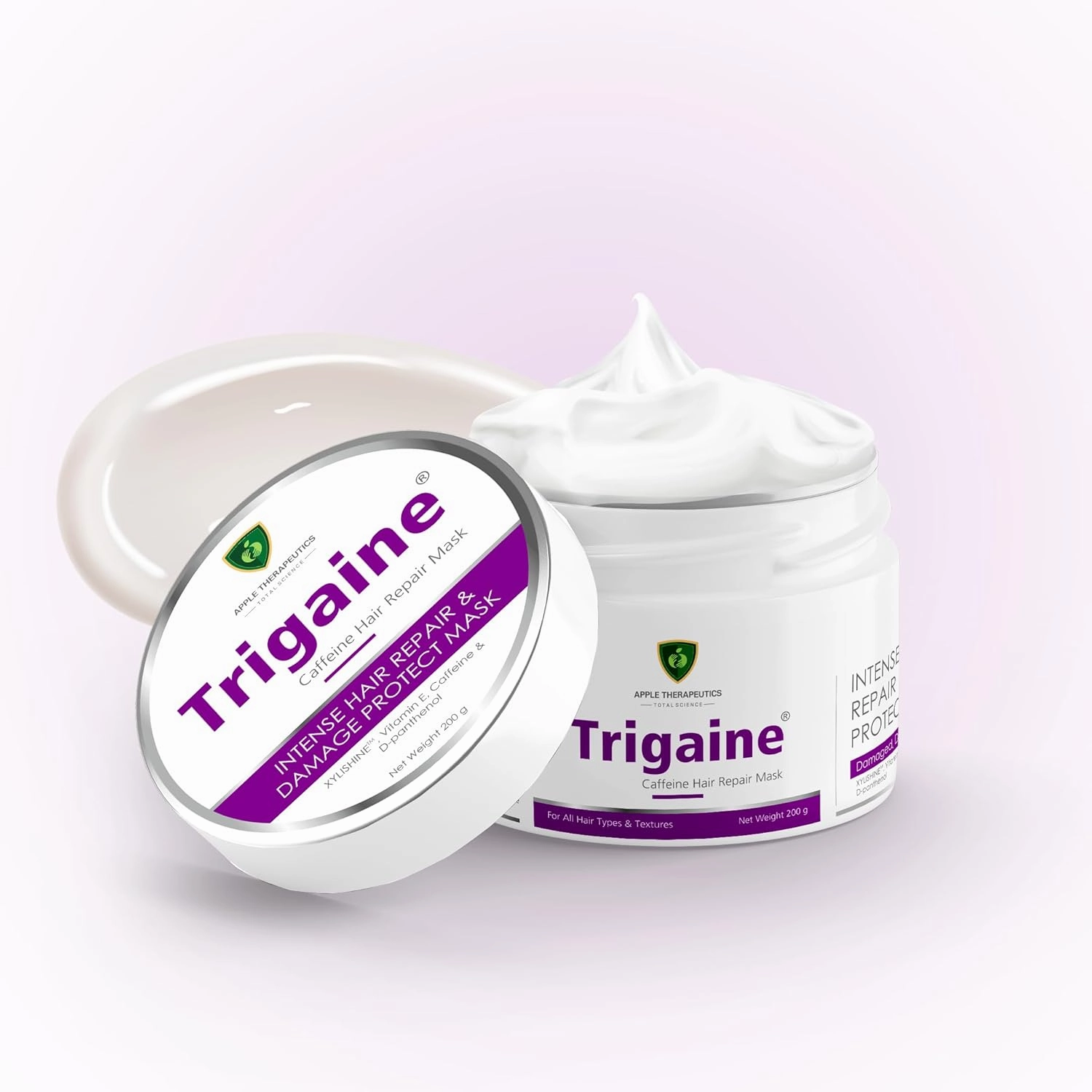 Trigaine Caffeine Hair Repair Mask - Damage Protect Mask For Damaged, Dull, Dry & Frizzy Hair With Xylishine, Vitamin E, Caffeine & D-Panthenol (200gm)