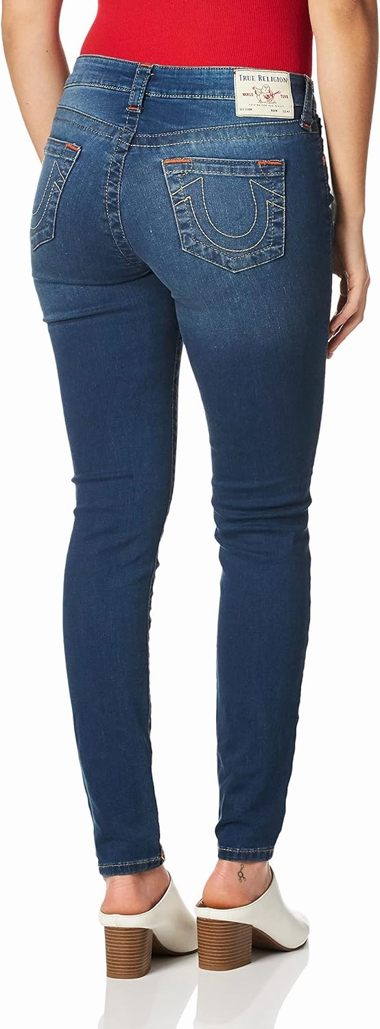 True Religion Women's Jennie Mid Rise Curvy Fit Skinny Ankle Jean